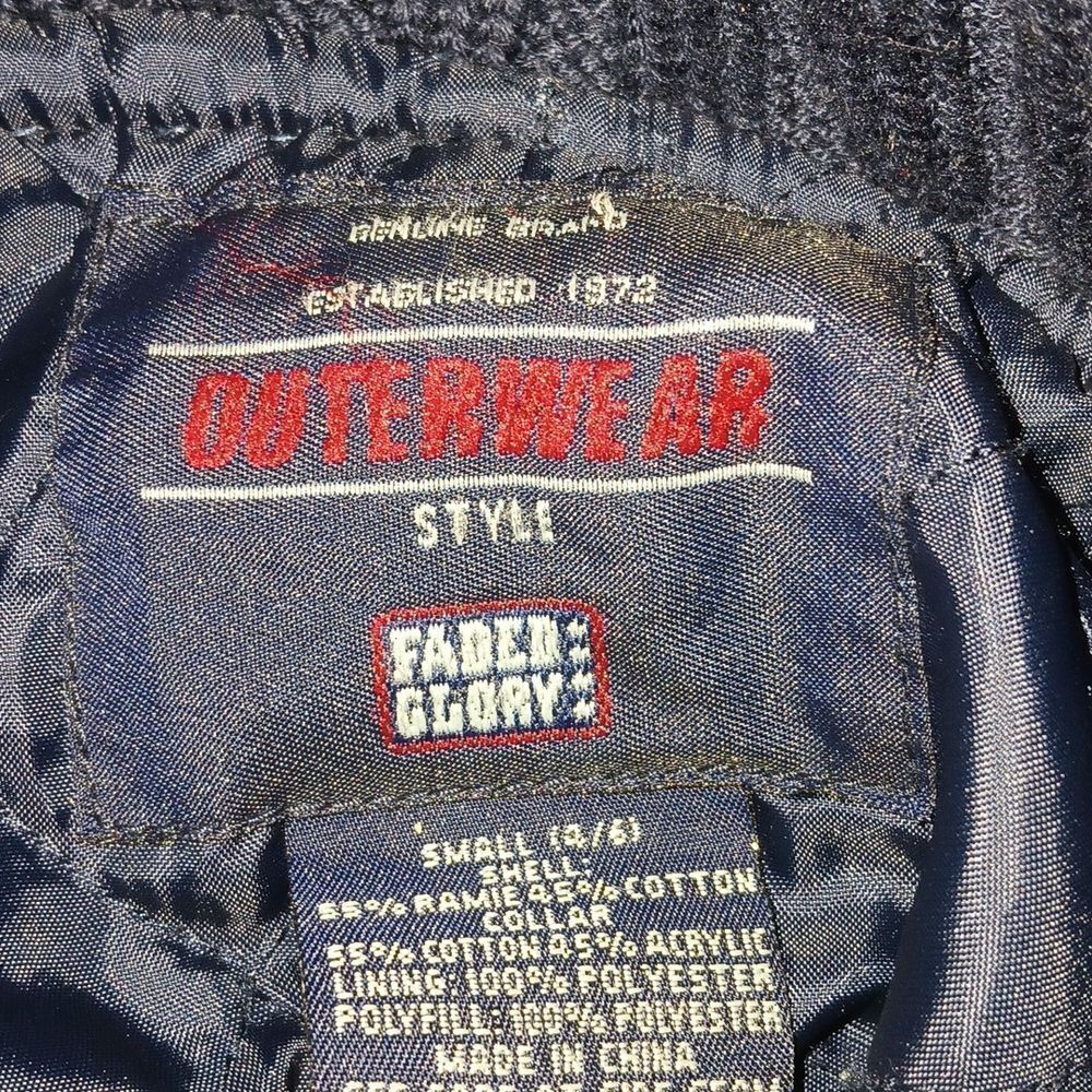 Faded Glory Outwear vintage winter denim jean jacket wide collar 90's Sz S NWOT - Picture 9 of 10
